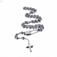Rosário prata cruz celta pingente de aço inoxidável colar